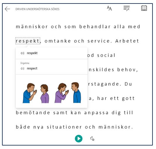 Läshjälp, översättning av ord